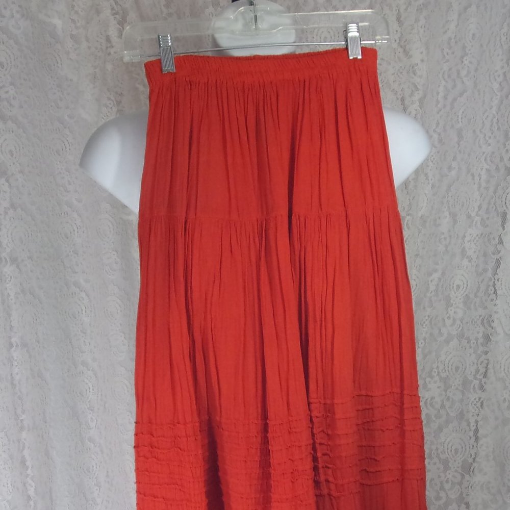 Medelos Shalny Skirt Orange Layered Tiered Ruffle